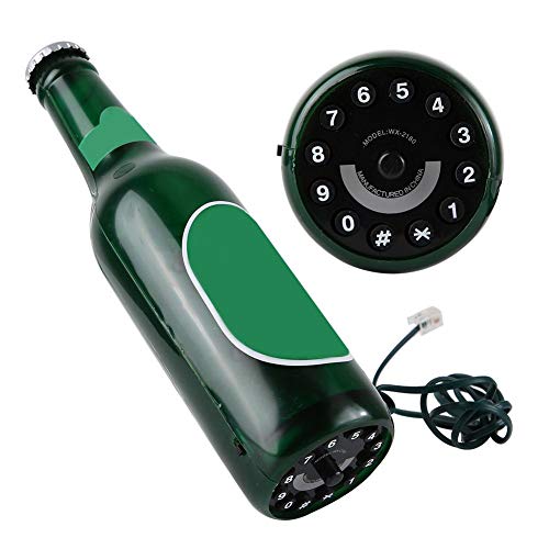 Diyeeni Teléfono Fijo con Cable como Regalo Ideal,Teléfono de Línea Fija de Estilo de Botella de Cerveza,Función de Almacenamiento del Número de Teléfono(Cian)