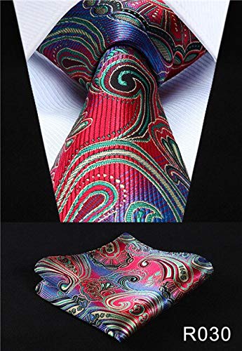 DJLHN Conjunto de pañuelo de Corbata de 3.4 Pulgadas con Bolsillo de Seda Cuadrado para Fiesta clásica Boda de Moda para Hombre Conjunto de pañuelo de Corbata para Hombre - R030M