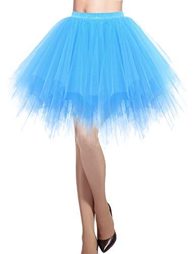 DRESSTELLS Mujeres Fladas Enaguas Cortas Tul Plisada Fiesta Vintage Retro Ballet Blue XL