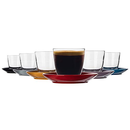 Duralex Gigogne - Juego de 12 tazas de café y platillo de cerámica (220 ml)