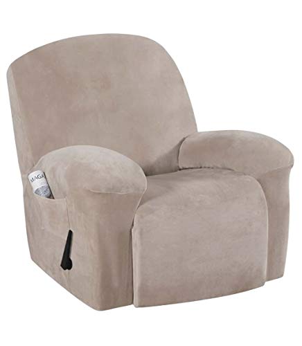 E EBETA Funda de sillón Terciopelo-óptico, Capuchas elásticas para sillón, Elástico Funda para sillón reclinable (Caqui)