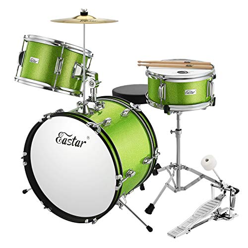 Eastar Batería Junior de 3 Piezas 16 Pulgadas, Juego de Batería para Niños con Trono, Platillo, Pedal y Baquetas, Verde EDS-280G Eastar Batería Junior de 3 Piezas 16 Pulgadas, Juego de Batería para Niños con Trono, Platillo, Pedal y Baquetas, Verde EDS-280G