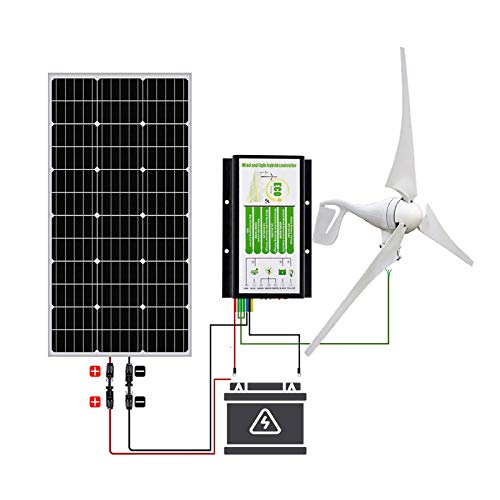 ECO-WORTHY Generador de Turbina Eólica de 400 W + Panel Solar Monocristalino de 100 W Para Carga de Batería de 12 Voltios Fuera de la Red