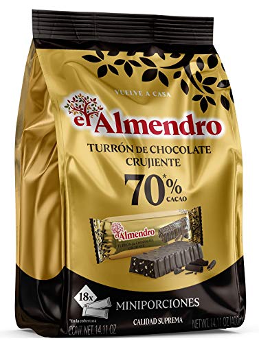 El Almendro - Porciones de Turrón de Chocolate Crujiente 70% 400g