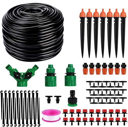 Emooqi Sistema de Riego de Jardín, 40M Goteros para Equipos de Riego Accesorios para Riego por Goteo Sistema de Riego DIY para Irrigación Riego para Jardín, Plantas de Patio - 90 Pcs