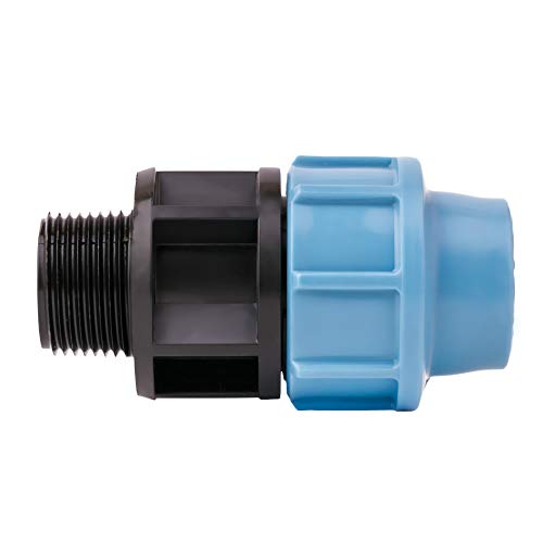 Empalme de tubo de polietileno de 1/2 pulgada con rosca exterior x 20 mm, MDPE PE PE para tuberías de agua, de plástico, para tubo de conexión