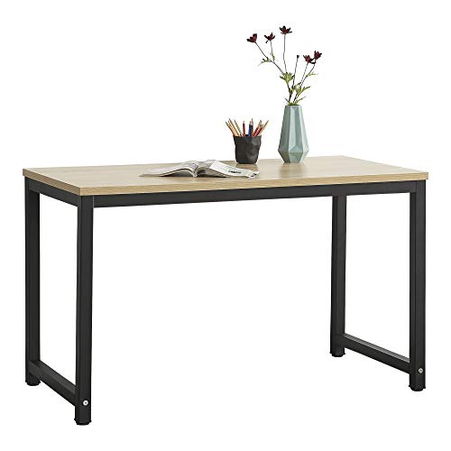 [en.casa] Mesa Escritorio Herning Escritorio de Ordenador PC 75 x 120 x 60 cm Mesa de Oficina Mesa para Jóvenes para Estudiar Negro y Color Roble