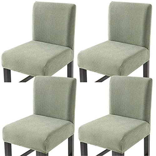 Facai - Funda de taburete de bar con respaldo, juego de 4 elásticos, funda para silla de comedor, taburetes altos, extensible, funda para silla de pub, color verde Facai - Funda de taburete de bar con respaldo, juego de 4 elásticos, funda para silla de comedor, taburetes altos, extensible, funda para silla de pub, color verde