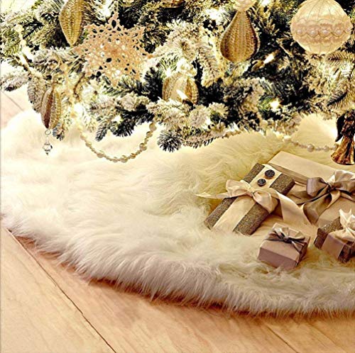 Falda de Arbol de Navidad Decoración de la Cubierta de la Base de la Falda Tela no Tejida Blanca de 78 cm Tapete de Navidad para Merry Christmas Holiday Home Decorations Decoración de Arbol