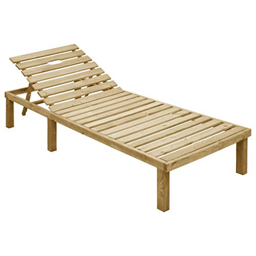 Festnight Tumbona de Madera de Pino Impregnada Tumbona Jardin Exterior 200 x 70 x (31,5-77) cm