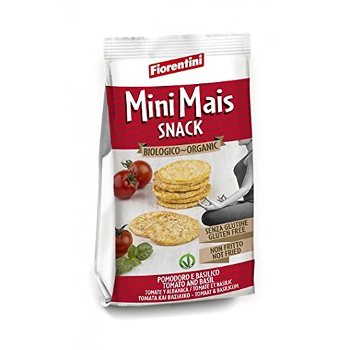Fiorentini Bio mini tortas de maíz en el tomate y la albahaca gluten libre 50g Fiorentini Bio mini tortas de maíz en el tomate y la albahaca gluten libre 50g