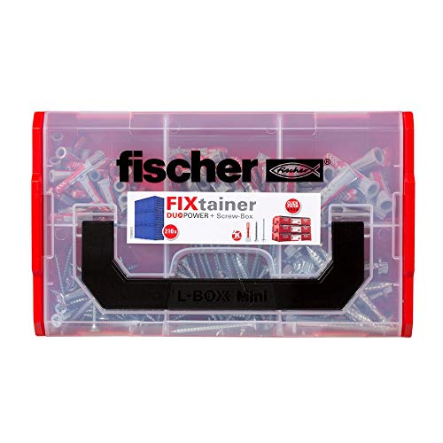 fischer 536162 maletin de surtido de tacos y tornillos, Rojo, Set de 210 Piezas