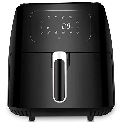 Freidora de aire, 6.3 QT Hot Fryer Horno con pantalla táctil digital LED, olla de aceite de 1700 vatios Menos saludable para calefacción uniformemente rápida, 8 ajustes preestablecidos de cocina, cana