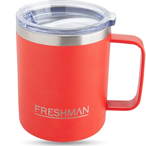 FRESHMAN aryo | Taza termica de doble pared de acero inoxidable 350ml | Vaso termico cafe con tapa y asa Vaso termo cafe para llevar Tazas desayuno Taza termo Termos para cafe Vaso cafe Vasos termicos