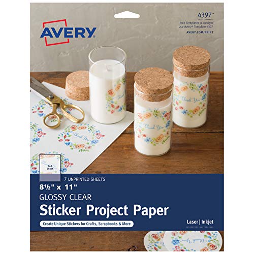 Full-Sheet Sticker Project Paper 8.5"X11" 7 Sheets-Clear