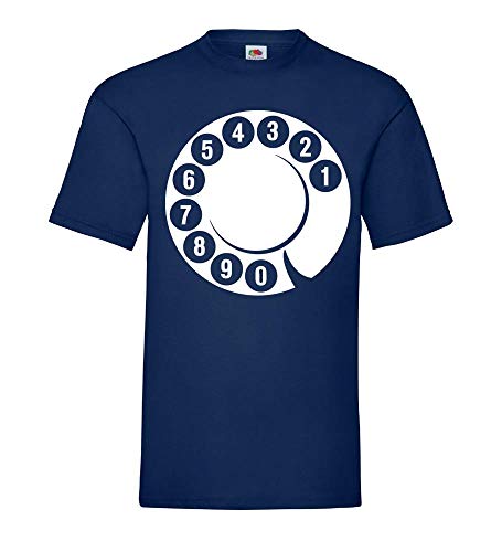 Generisch Dial de Antiguas Teléfono Hombre Camiseta - shirt84 - Azul Marino, L