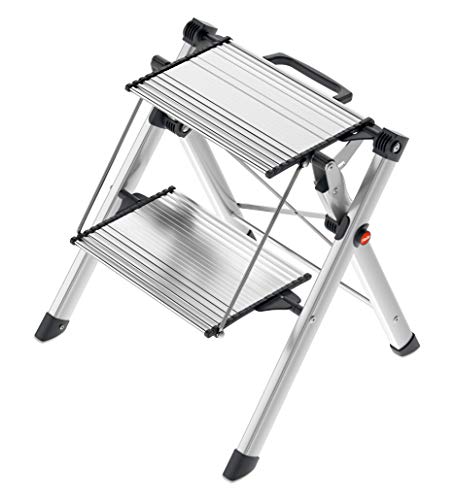 Hailo Mini Comfort Taburete de Aluminio de 2 peldaños y asa con función desbloqueante integrada Hailo Mini Comfort Taburete de Aluminio de 2 peldaños y asa con función desbloqueante integrada