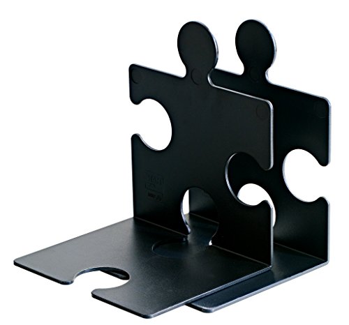 Han 9212-13 - Soporte para CD/sujetalibros con forma de puzzle (2 unidades), color negro [importado de Alemania];Han 9212-13 - Puzzle CD-Ständer / Buchstütze im Set zu 2 Stück schwarz