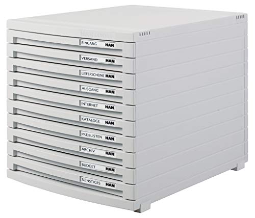 Han Contur - Unidad de almacenamiento de escritorio (10 cajones cerrados, tamaño B4), color gris claro
