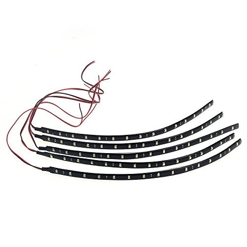 Haobase - Cinco tiras de 30 cm con 15 ledes SMD 3528, flexibles e impermeables, 12 V CC, luz blanca fría