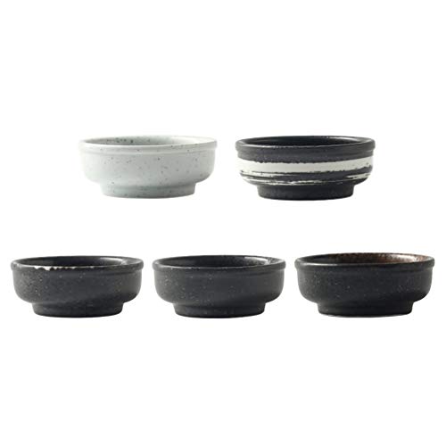 Hemoton 5 platos de cerámica para salsas, platos de condimento, platos de porcelana para aperitivos, platos de sushi, cuencos para cocina japonesa y restaurante (color al azar)