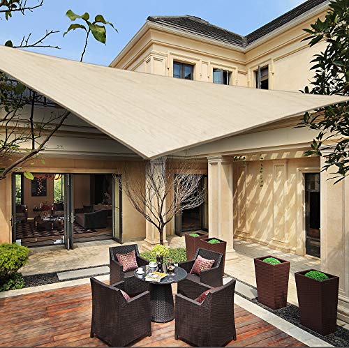 HENG FENG Toldo Vela de Sombra Triangular 3.6 x 3.6 x 3.6 m Protección Rayos UV Solar Protección HDPE Transpirable Aislamiento de Calor para Dar Sombra a su Jardín Color Beige