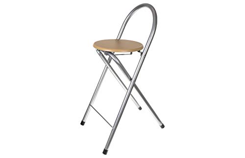 HERSIG - Taburete Plegable | Taburete Alto con Respaldo Plegable - Color Haya HERSIG - Taburete Plegable | Taburete Alto con Respaldo Plegable - Color Haya