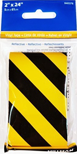 Hillman Reflective Vinyl Safety Tape, Black / Yellow, 2" x 24" by The Hillman Group