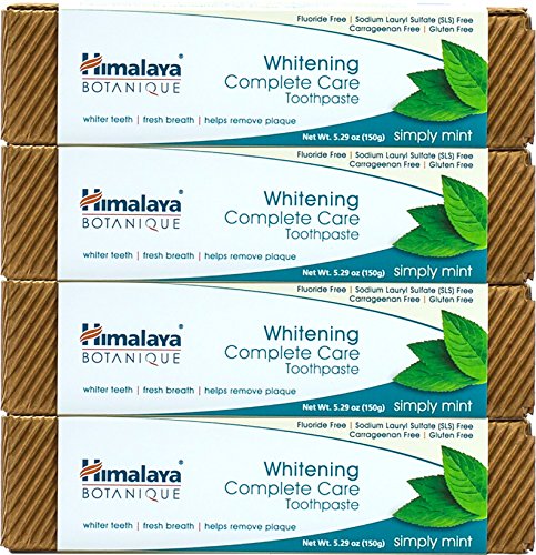 Himalaya Botanique Whitening Toothpaste - Simply Mint 150 g (4 Pack), Natural, Fluoride-Free & SLS Free