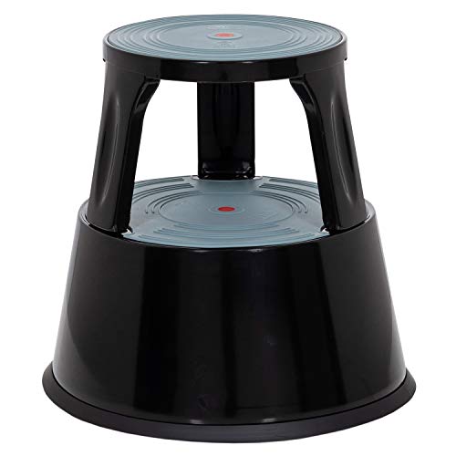 hjh OFFICE 830006 taburete escalera TIO-M II metal negro taburete con ruedas estable cocina hogar oficina hjh OFFICE 830006 taburete escalera TIO-M II metal negro taburete con ruedas estable cocina hogar oficina
