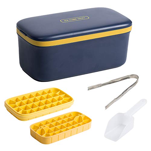 HOTUCG Ice Cube Tray Silicone, Silicone Ice Cube Mold, Ice Cube Container with Lid/Clip, Double Layer Ice Cube Tray, LFGB Certified Ice Cube, BPA Free Ice Cube Mold, Ice Box for Drinks, 64 Compartment HOTUCG Ice Cube Tray Silicone, Silicone Ice Cube Mold, Ice Cube Container with Lid/Clip, Double Layer Ice Cube Tray, LFGB Certified Ice Cube, BPA Free Ice Cube Mold, Ice Box for Drinks, 64 Compartment