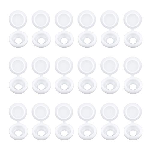 Increway - Fundas para tornillos (100 unidades, plástico blanco, tapa de rosca, con bisagras plegables, con caja de almacenamiento, color blanco