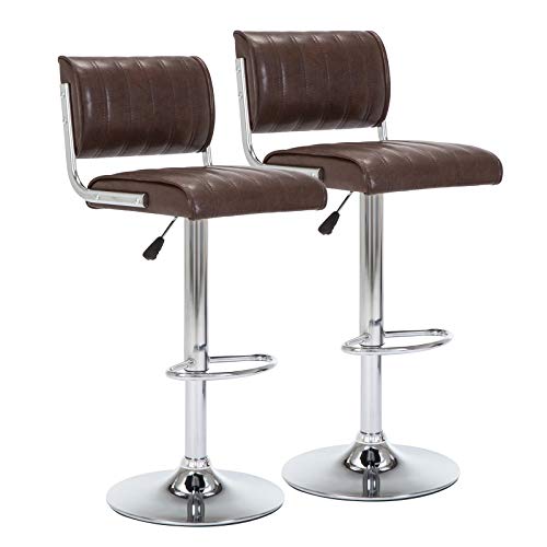 IntimaTe WM Heart 2 x Taburete de Bar con Respaldo Regulable en Altura Taburete Giratorio de Cuero Artificial Reposapiés y Base Cromado, para Bar, Cocina, Hogar IntimaTe WM Heart 2 x Taburete de Bar con Respaldo Regulable en Altura Taburete Giratorio de Cuero Artificial Reposapiés y Base Cromado, para Bar, Cocina, Hogar