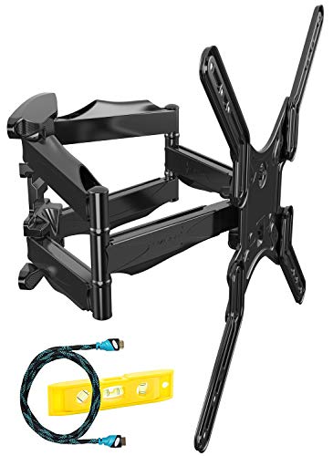 Invision Soporte TV de Pared Doble Brazo para Pantallas de 24-55 Pulgadas, Inclinación y Giratorio de Televisores LCD Curvos 4K con Cable HDMI 1080p, Máx VESA 400x400 mm, Carga Máx 36.2 kg (HDTV-DL)