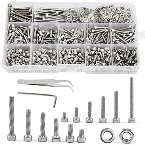 JAOMON 1100 Piezas de Tornillos de Cabeza Hexagonal M3 x 4/5/6/8/10/12 mm * 55 Juego de Tornillos de Acero al Carbono Pernos Tuercas Arandelas Surtido Acero INOX 304 con Caja de Almacenamiento JAOMON 1100 Piezas de Tornillos de Cabeza Hexagonal M3 x 4/5/6/8/10/12 mm * 55 Juego de Tornillos de Acero al Carbono Pernos Tuercas Arandelas Surtido Acero INOX 304 con Caja de Almacenamiento