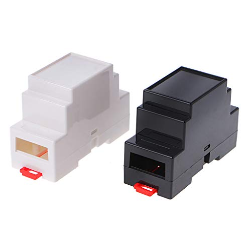 JOYKK Caja de componentes de plástico, 88 mm, Caja electrónica, Proyecto de Carril DIN Caja de Conexiones PLC - Blanco y Negro