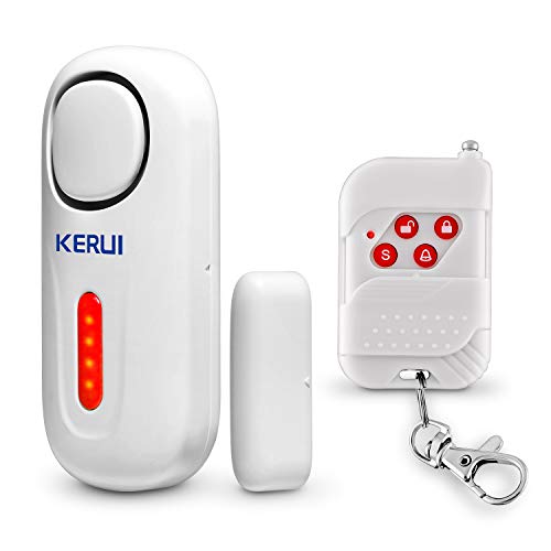 KERUI D2 Alarma de Puerta y Ventana inalámbrico con 120 dB Sonido y Luz para Sistema de Alarma Seguridad Casa, Kit Alarma para Hogar DIY Tal como Sensor Puerta/Detector Movimiento, Fácil de Instalar