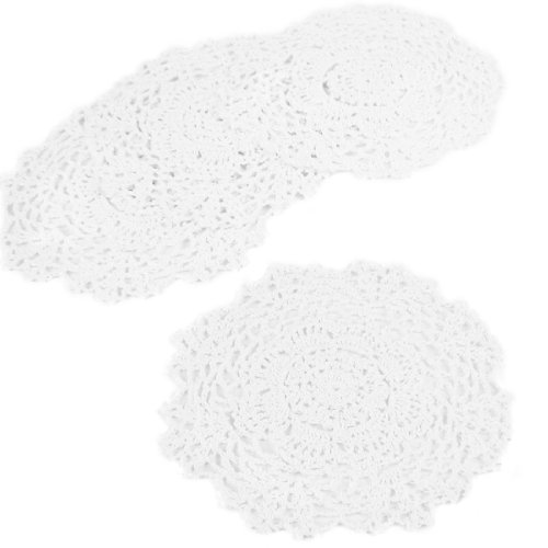 kilofly Tapetes de ganchillo y encaje de algodón con motivo floral, 4 unidades, algodón, Blanco, 7 inch white