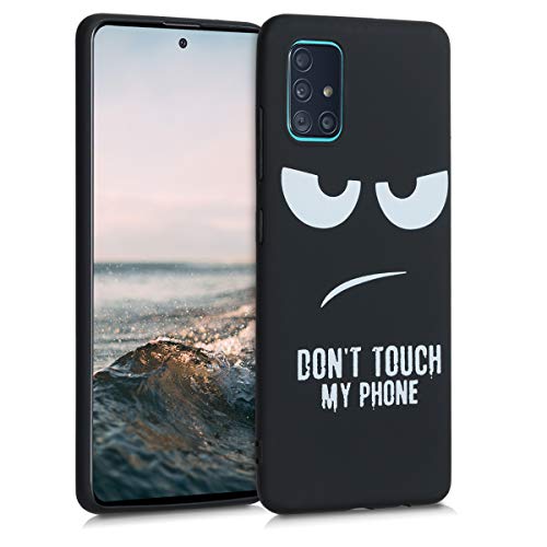 kwmobile Funda Compatible con Samsung Galaxy A51 - Carcasa de TPU Don't Touch my Phone en Blanco/Negro kwmobile Funda Compatible con Samsung Galaxy A51 - Carcasa de TPU Don't Touch my Phone en Blanco/Negro