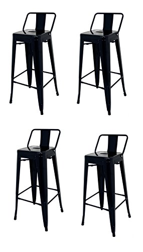 La Silla Española - Pack 4 Taburetes estilo Tolix con respaldo. Color Negro. Medidas 95x44,5x44,5 La Silla Española - Pack 4 Taburetes estilo Tolix con respaldo. Color Negro. Medidas 95x44,5x44,5