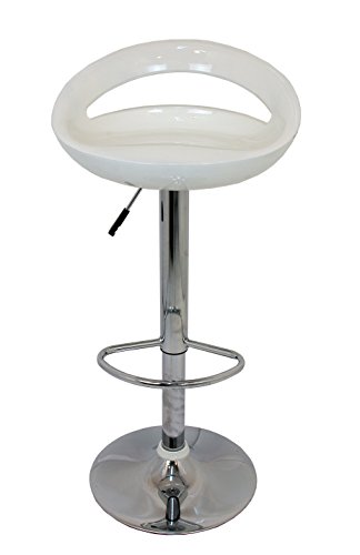 La Silla Española - Taburete con asiento redondo en color blanco, en PVC, regulable en altura. 47x44x97 cm