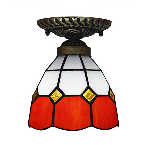 Lámpara De Techo Tiffany Style Pequeña, Vidrieras Semi Empotradas Luz De Techo De Estilo Mediterráneo Cocina Sala De Estar Balcón Interior Pasillo Lámpara,Rojo Lámpara De Techo Tiffany Style Pequeña, Vidrieras Semi Empotradas Luz De Techo De Estilo Mediterráneo Cocina Sala De Estar Balcón Interior Pasillo Lámpara,Rojo