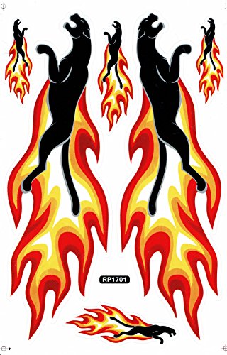 Las llamas de fuego naranja pantera Flame Hoja Racing Decal Sticker Tuning Racing Tamaño: 27 x 18 cm para el coche o la moto