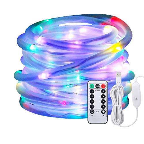 Led luces de cuerda, Afufu 10M String Lights con alimentación USB, 100 luces del tubo del LED al aire libre con 8 modos, IP65 a prueba agua luces tira para decoraciones de la Navidad (multicolor丨USB)