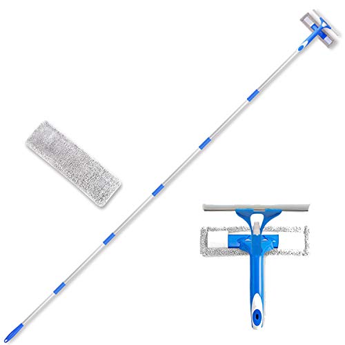 Limpiacristales (2,65M) 3 en 1 con Microfibra Telescópico Mango, 180 Grados Ajustable, 2 almohadillas de microfibra, Kit de Limpieza de Ventanas, Para limpiar ventanas altas en interiores y exteriores Limpiacristales (2,65M) 3 en 1 con Microfibra Telescópico Mango, 180 Grados Ajustable, 2 almohadillas de microfibra, Kit de Limpieza de Ventanas, Para limpiar ventanas altas en interiores y exteriores