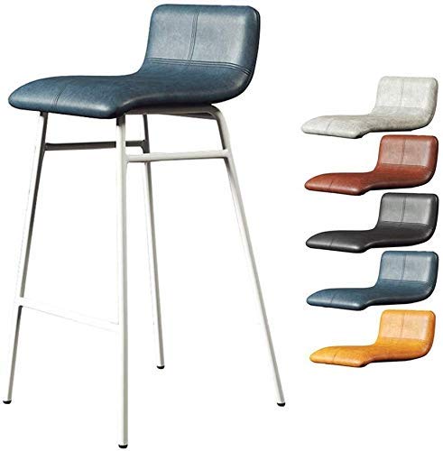 Living Decoración Sillas de bar Altura del mostrador Taburete de bar Sillas Taburetes de bar tapizados en piel sintética vintage con respaldo y reposapiés Patas de metal / blanco (Color: Azul Tamañ Living Decoración Sillas de bar Altura del mostrador Taburete de bar Sillas Taburetes de bar tapizados en piel sintética vintage con respaldo y reposapiés Patas de metal / blanco (Color: Azul Tamañ