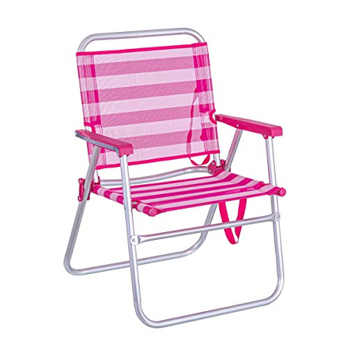 LOLAhome Silla de Playa Plegable Fijo Rosa de Aluminio y textileno de 78x50x57 cm