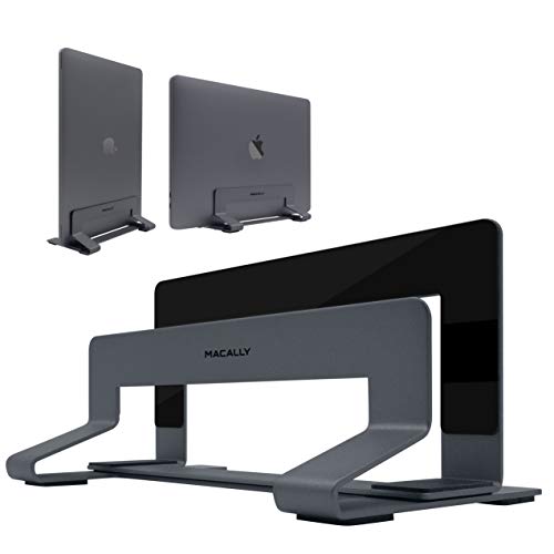 Macally - Soporte vertical de portátil para ahorrar espacio en la mesa, ajustable, para Apple MacBook Pro Air, Asus, Chromebook Flip, Samsung Notebook 9, Lenovo ThinkPad Dell XPS, Acer Switch