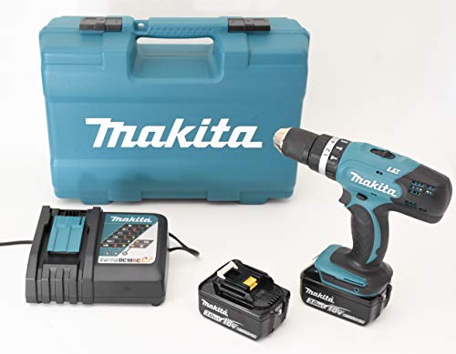 Makita DHP453RFX4 Taladro atornillador de percusión con 2 baterías 18 V 3 Ah Li-Ion, 74 accesorios y maletín de transporte