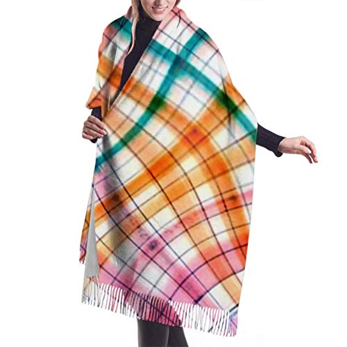 Manta, Accesorios de Vestidos, Bufanda con Flecos, Tapiz, Rayas diagonales de Acuarela de Colores Diseño Elegante único Bufanda Grande Bufandas de Mujer